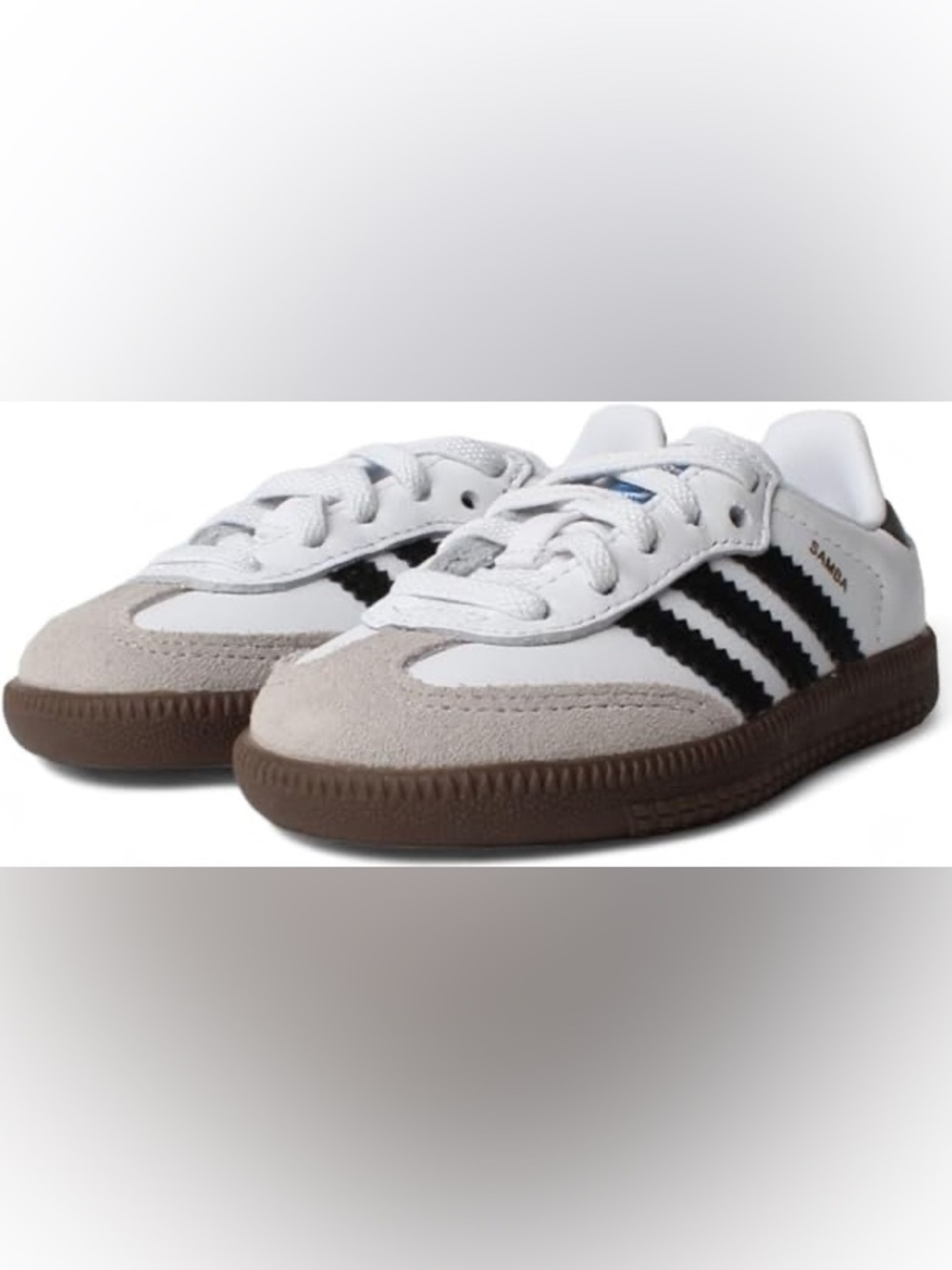 adidas White and Black Samba Sneakers with Brown Suede - Picture 2 of 5